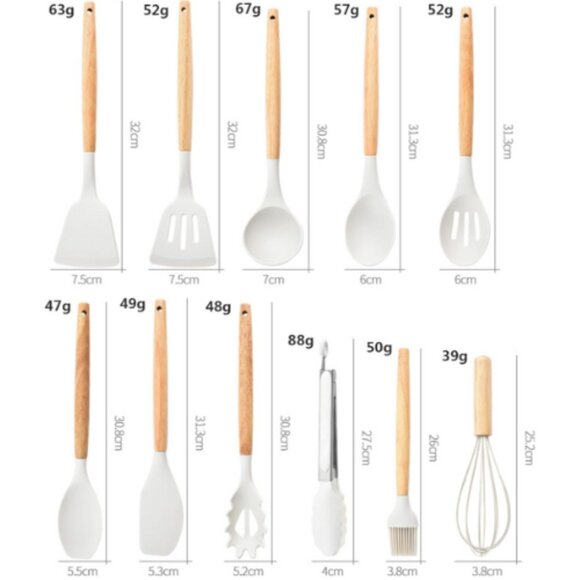 Kitchen Silicone Utensils 19 Piece Wooden Set Spatula, Knife Set, Cutting Board - Picture 6 of 13